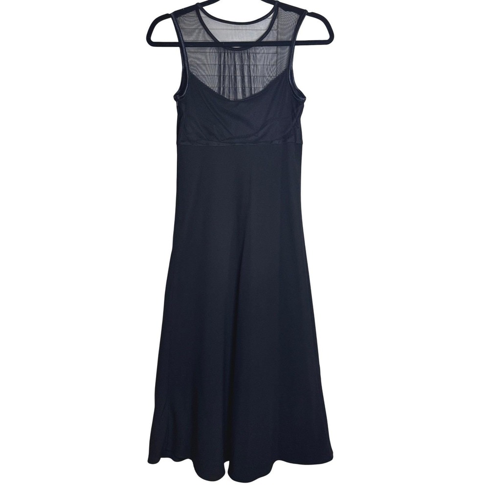 VTG Y2K Womens AGB Sheer Mesh Illusion Neck Cocktail Dress Size 6 90s‎ Noir LBD